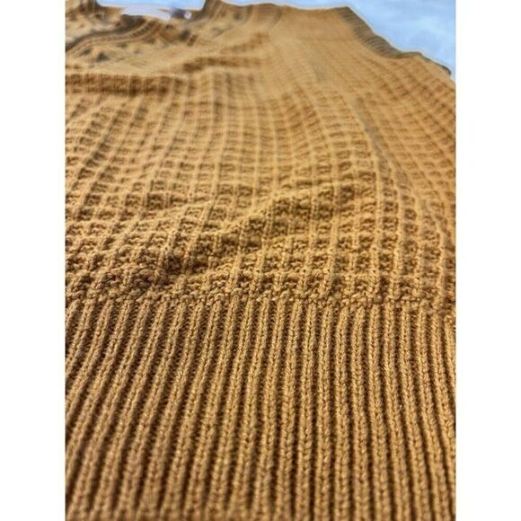 Adam Sloane Vintage 70s Mens Yellow Gold Waffle Knit Sweater Vest Size Large - Picture 9 of 10